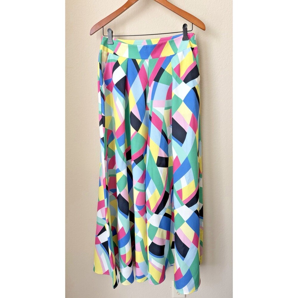 Nylon Apparel Size Medium Multicolor Geometric Print Palazzo Wide Leg Pants